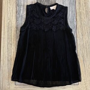 LOFT Black Sleeveless Lace Blouse